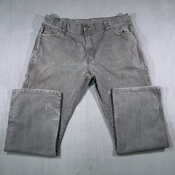 Dickies Canvas Carpenter Distressed Pants Mens Size 36x30 Faded Grey Grunge Y2K - Picture 1 of 9